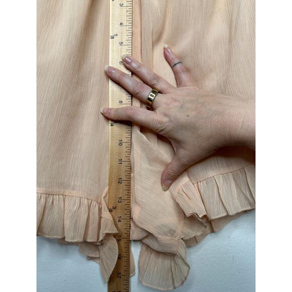 Lovers + Friends Cute Peach Malia Ruffle Cold Shoulder Deep-V Open Back Romper L - Picture 13 of 13